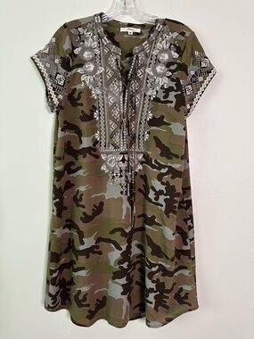 Andree by Unit’s Defender Dress in camo with embroidery and tie  size Medium